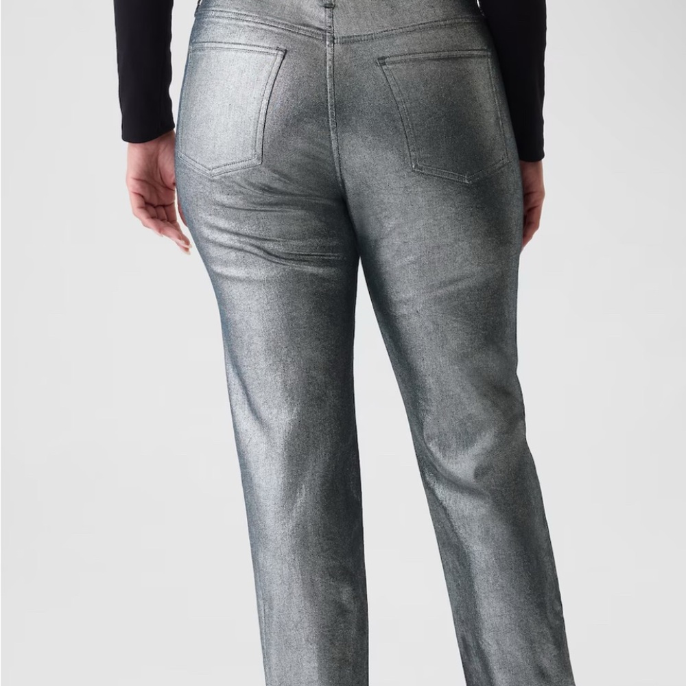 High Rise Metallic '90s Straight Jeans - Picture 6 of 7